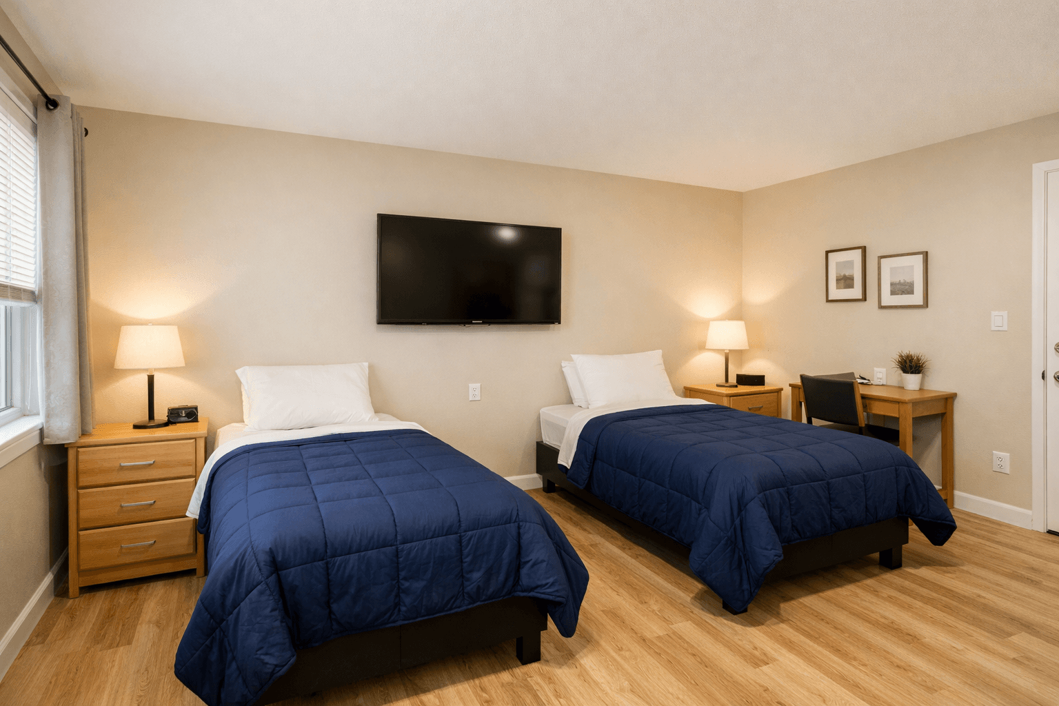 Furnished shared bedroom at Blu Manor